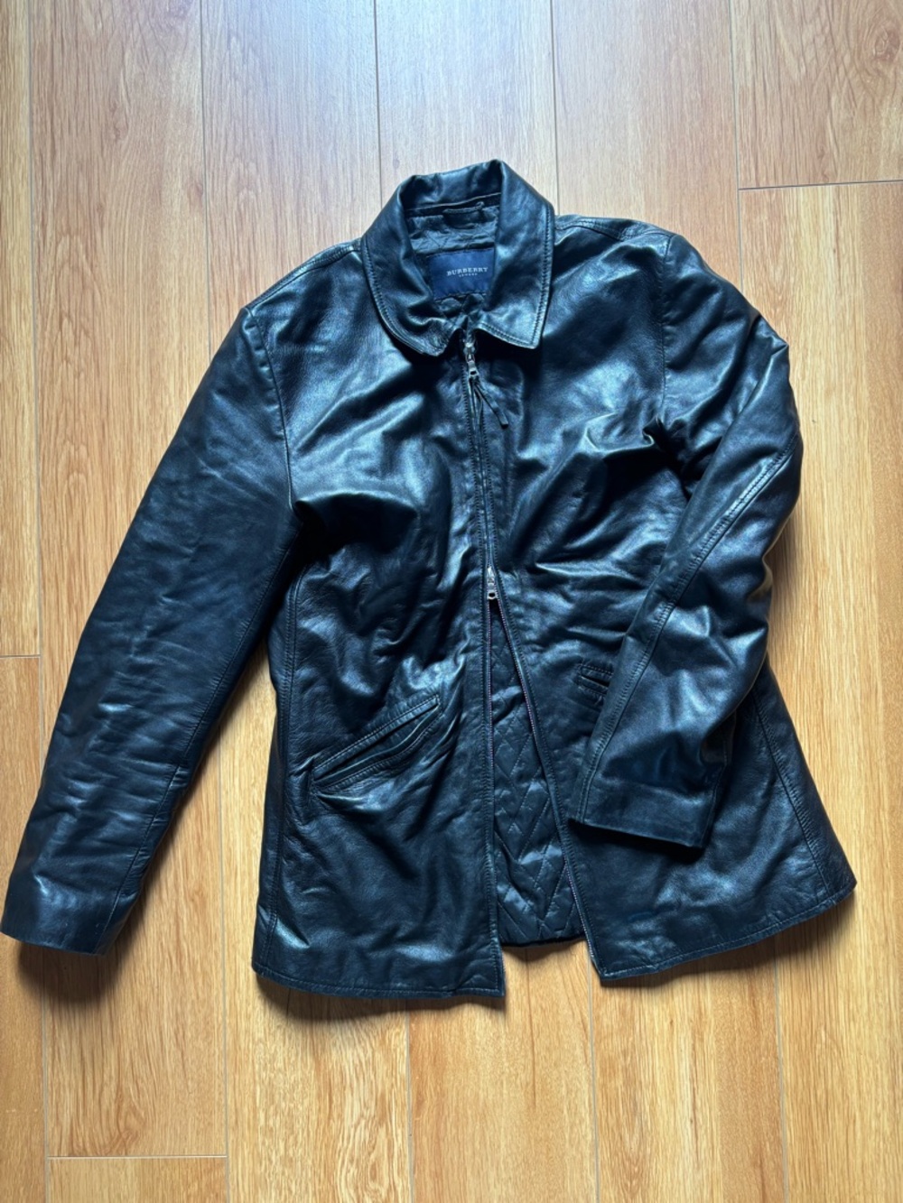Burberry Black Leather Zip Jacket for Men